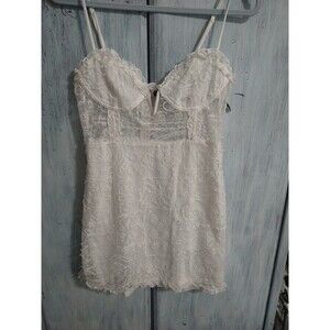 Blue Blush Lace Corset Mini Dress White Medium Cottage Core Sexy Y2K Fairy
